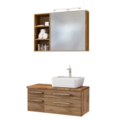Wohnen Glasmöbel|Badezimmer Komplett*90 cm Badezimmer-Möbel in Holz - Userina (dreiteilig)