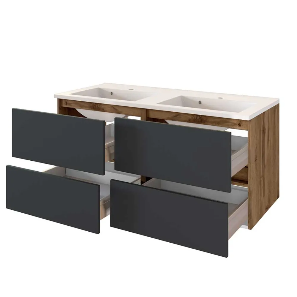 Wohnen 120 cm Badschrank mit Doppel-Waschbecken - Athrin