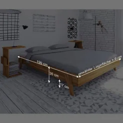 Wohnen 190 cm Bettanlage im Retro Design - Hardus (dreiteilig)