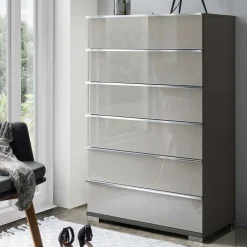 Wohnen 75 cm breite Hochkommode mit Glasfront - Korcula