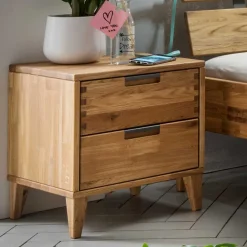 Wohnen Nachttische*46 cm breite Nachtkommode aus geölter Eiche - Teano