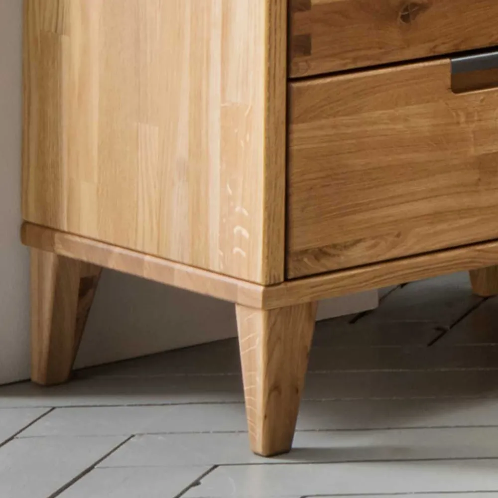 Wohnen Nachttische*46 cm breite Nachtkommode aus geölter Eiche - Teano