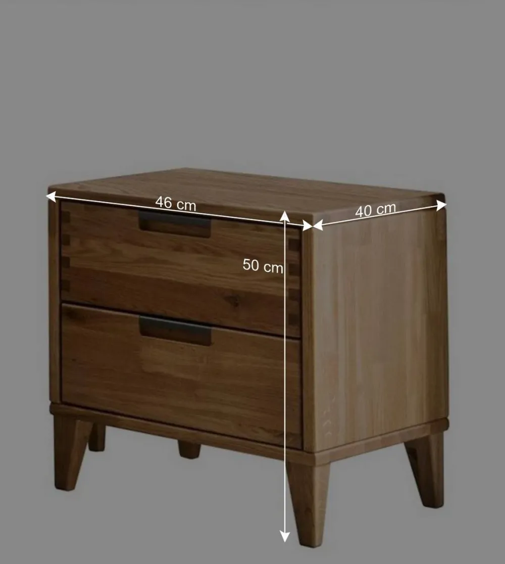 Wohnen Nachttische*46 cm breite Nachtkommode aus geölter Eiche - Teano