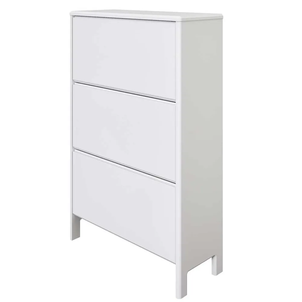 Wohnen Weiße Möbel|Schuhschränke*82 cm breite Schuhkommode in Weiß gewachst - Oranias