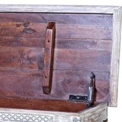 Wohnen 146 cm breite Truhe in Antikweiß mit Bronze - Abraham