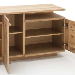 Wohnen 150 cm breite TV Kommode in Eiche Bianco - Crokas