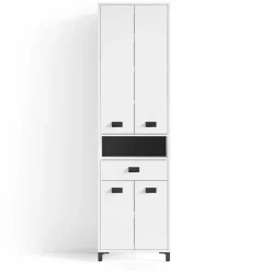 Wohnen 54 cm breiter Bad-Hochschrank in Weiß mit Schwarz - Envaton