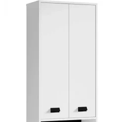 Wohnen 54 cm breiter Bad-Hochschrank in Weiß mit Schwarz - Envaton