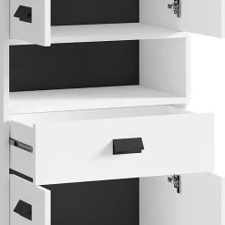 Wohnen 54 cm breiter Bad-Hochschrank in Weiß mit Schwarz - Envaton