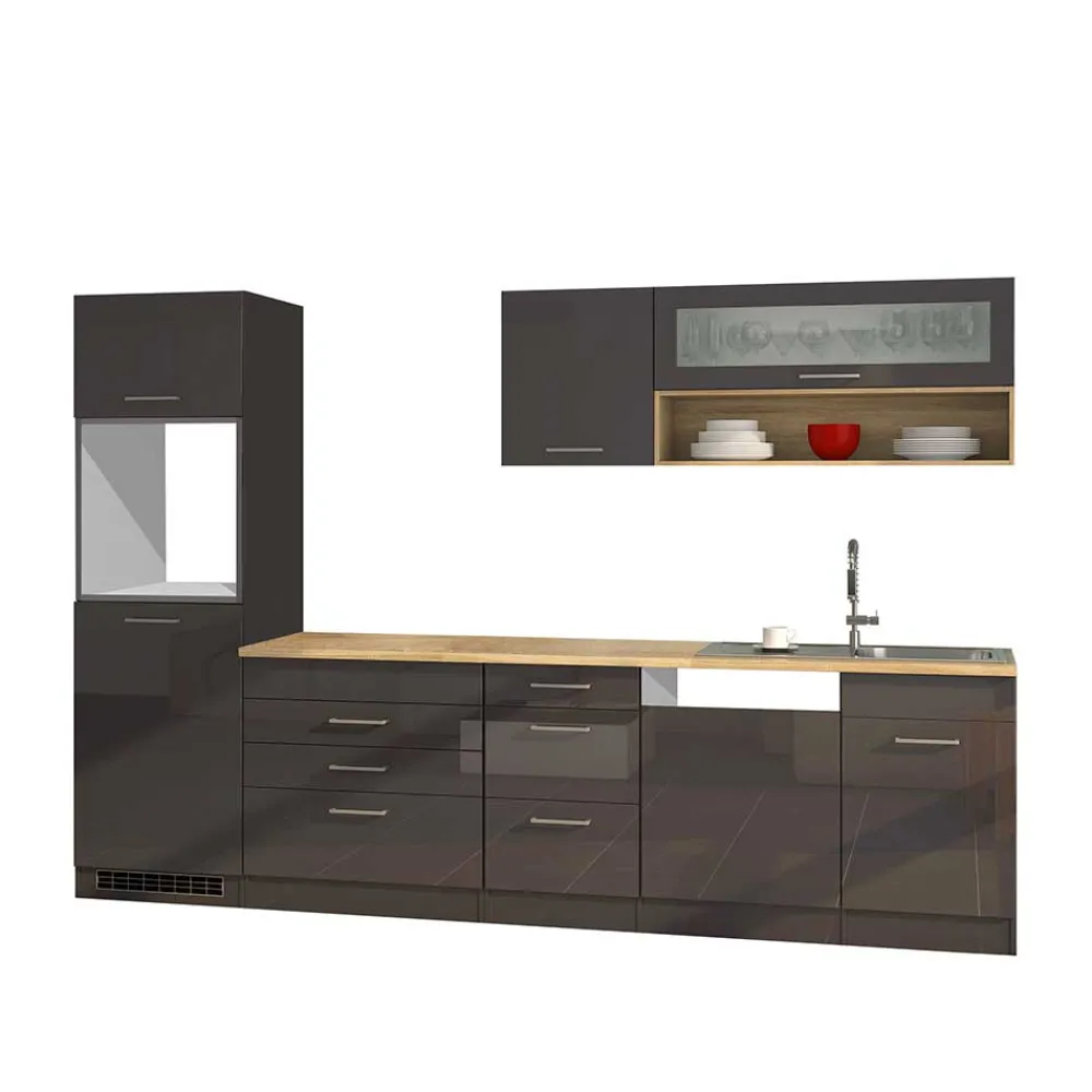 Wohnen 300 cm breiter Block Küche ohne Geräte - Bozenia (achtteilig)