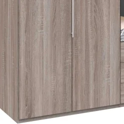 Wohnen Schränke|Kleiderschränke*300 cm breiter Falttürenschrank in Holzoptik dunkel - Riding