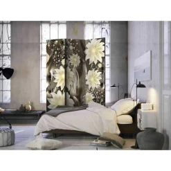 Wohnen Paravents*135 cm breiter Paravent in Braun Creme - Galiana