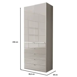 Wohnen 100 cm breiter Schlafzimmerschrank in Hellgrau - Nucina