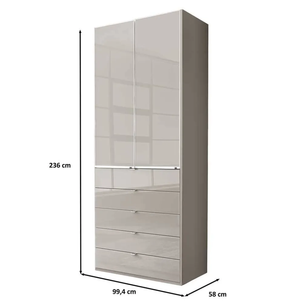 Wohnen 100 cm breiter Schlafzimmerschrank in Hellgrau - Nucina