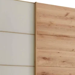 Wohnen Schränke|Kleiderschränke*300 cm breiter Schwebetürenschrank mit Glas Beige - Nikoba