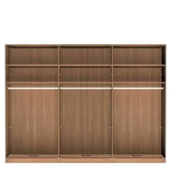 Wohnen Schränke|Kleiderschränke*300 cm breiter Schwebetürenschrank mit Glas Beige - Nikoba