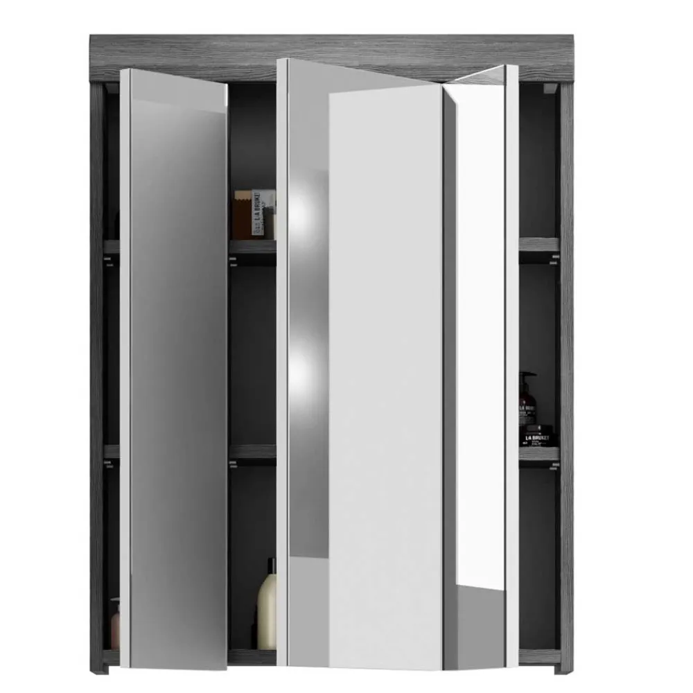 Wohnen Glasmöbel|Bad-Spiegelschränke*60 cm breiter Spiegelschrank fürs Badezimmer in Grau - Nancys