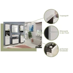 Wohnen Glasmöbel|Bad-Spiegelschränke*60 cm breiter Spiegelschrank fürs Badezimmer in Grau - Nancys