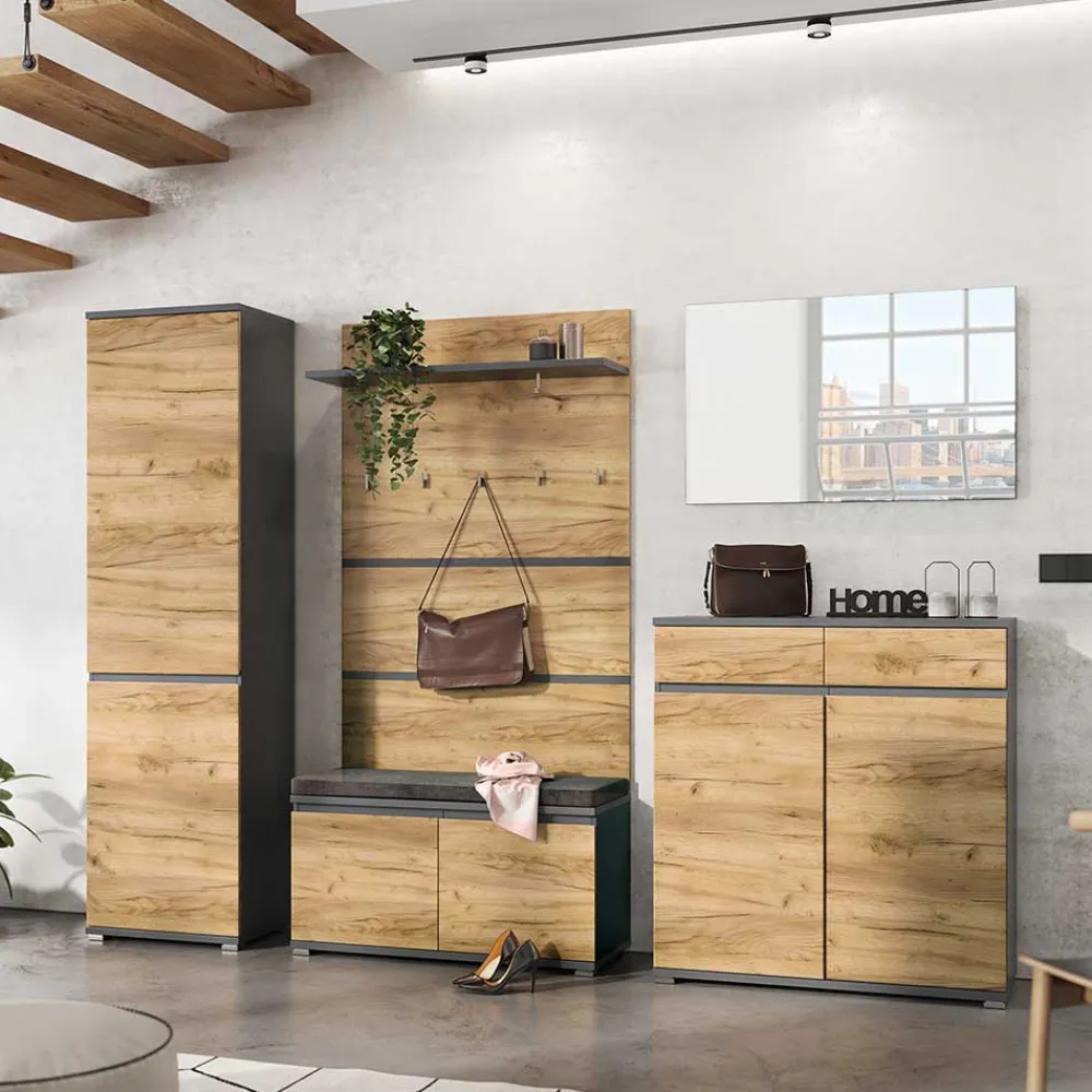 Wohnen 246 cm breites Flurmöbel Set modern - Orsecca (fünfteilig)