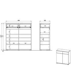 Wohnen 246 cm breites Flurmöbel Set modern - Orsecca (fünfteilig)
