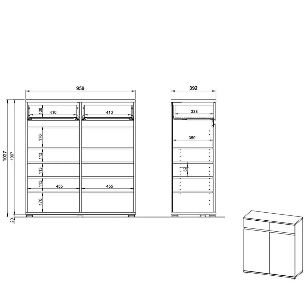 Wohnen 246 cm breites Flurmöbel Set modern - Orsecca (fünfteilig)
