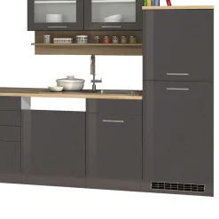 Wohnen Küche Komplett|Küchenzeilen*340 cm Einbauküche Zeile in Grau - Bozenia (zwölfteilig)