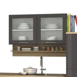 Wohnen Küche Komplett|Küchenzeilen*340 cm Einbauküche Zeile in Grau - Bozenia (zwölfteilig)