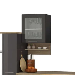 Wohnen Küche Komplett|Küchenzeilen*340 cm Einbauküche Zeile in Grau - Bozenia (zwölfteilig)