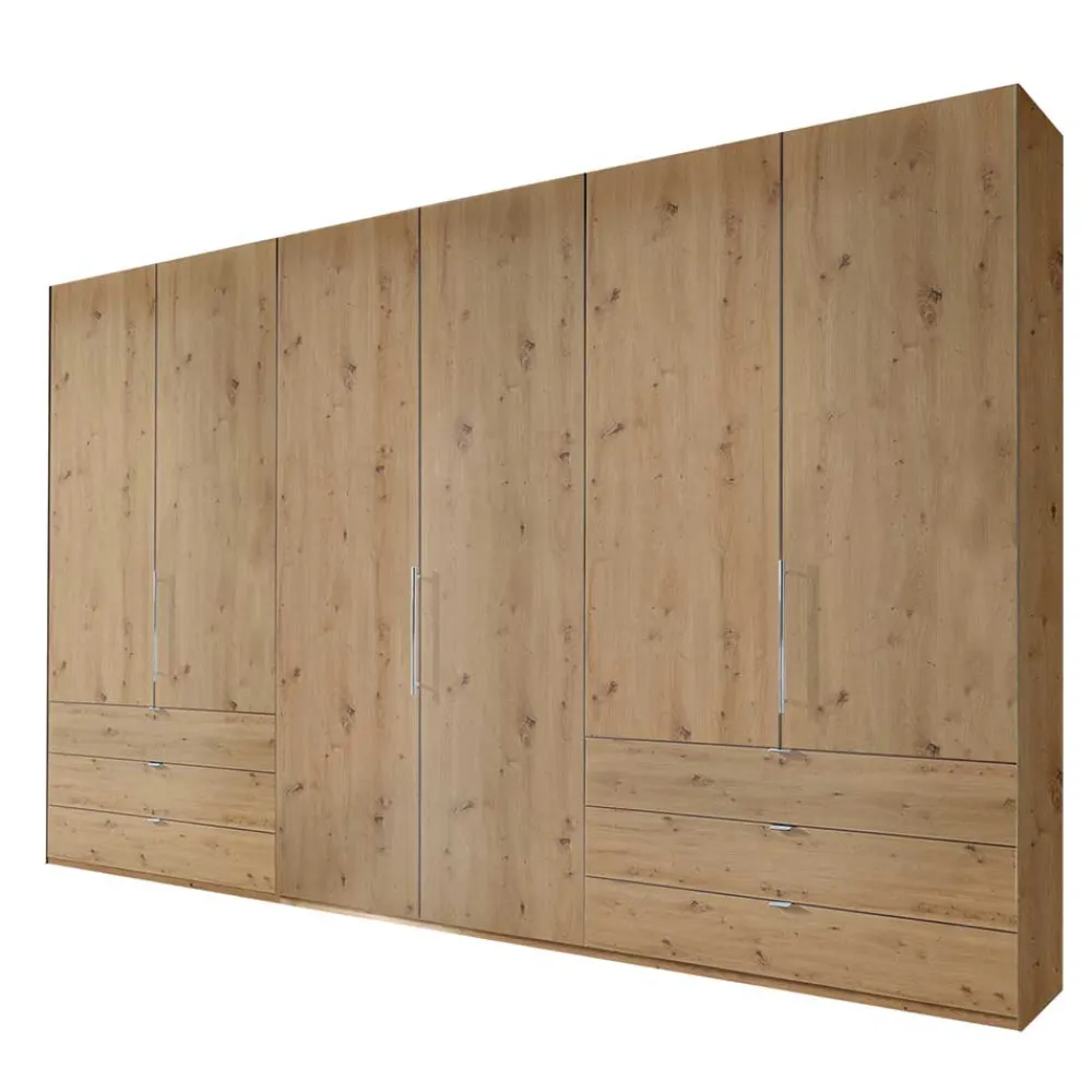 Wohnen Kleiderschränke|Kleiderschränke*300 cm Falttüren-Kleiderschrank in Eiche Bianco - Soestica