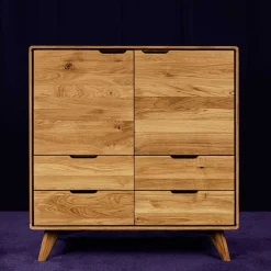 Wohnen Küchenschränke|Flurkommoden*92 cm hohe Kombikommode aus Wildeiche - Eavy