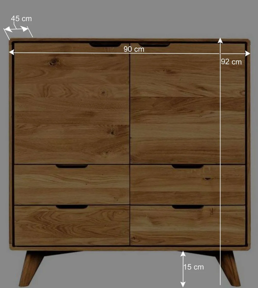 Wohnen Küchenschränke|Flurkommoden*92 cm hohe Kombikommode aus Wildeiche - Eavy