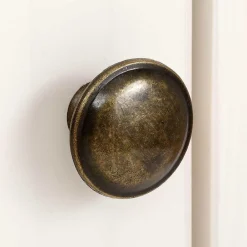 Wohnen Rattanmöbel|Esszimmer-Vitrinen*180 cm hohe Landhausvitrine in Weiß mit Beige - Isvair I