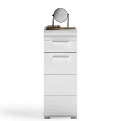 Wohnen Badschränke*79 cm hoher Bad Unterschrank in Weiß Hochglanz - Whale