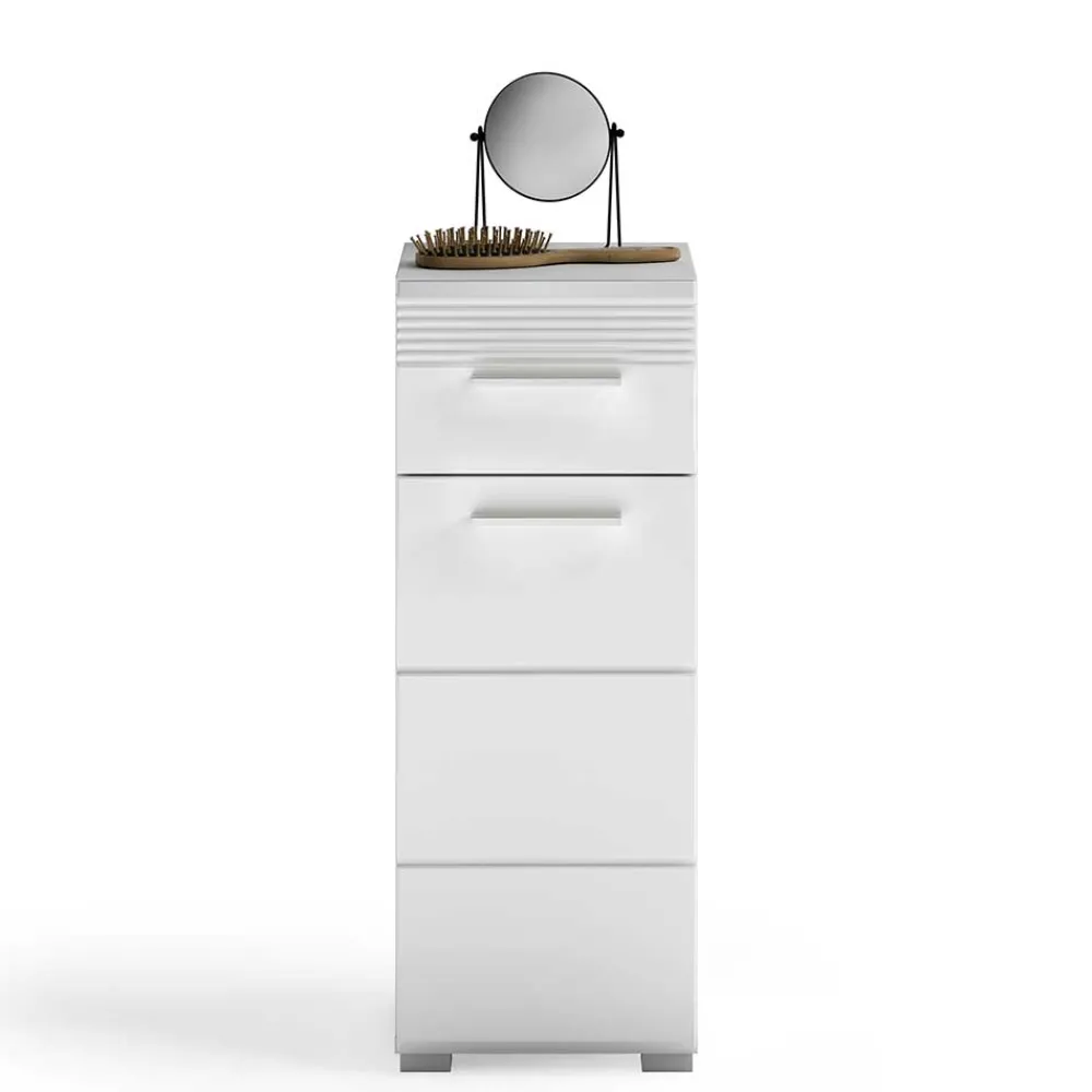 Wohnen Badschränke*79 cm hoher Bad Unterschrank in Weiß Hochglanz - Whale