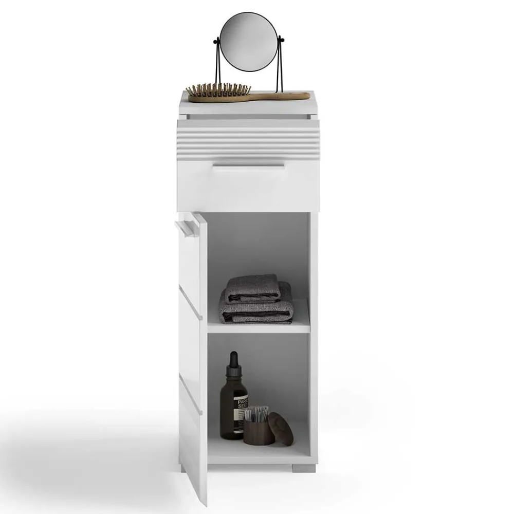 Wohnen Badschränke*79 cm hoher Bad Unterschrank in Weiß Hochglanz - Whale