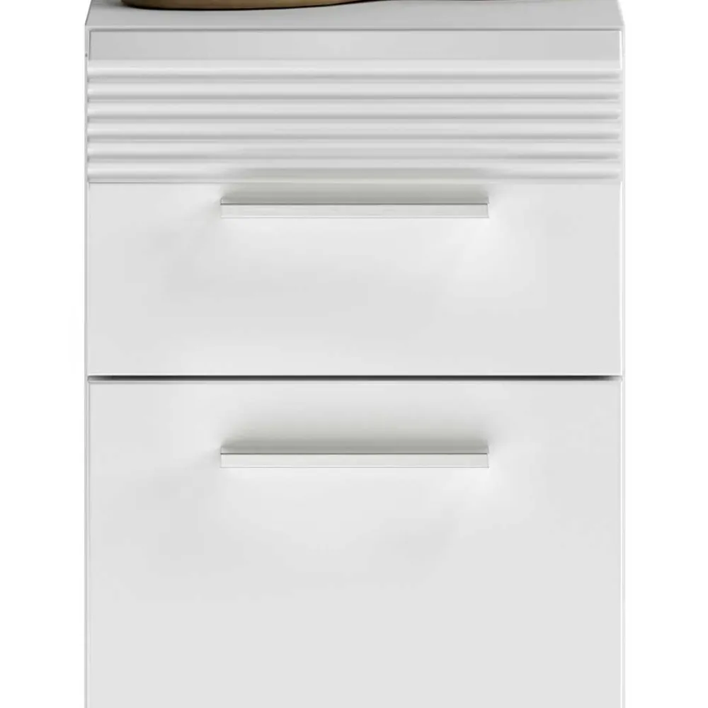 Wohnen Badschränke*79 cm hoher Bad Unterschrank in Weiß Hochglanz - Whale