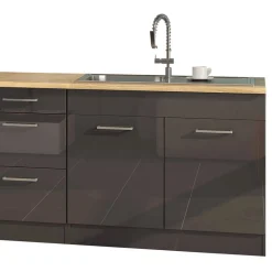 Wohnen Küche Komplett|Küchenzeilen*290 cm Küchenmöbel Set in Grau - Bozenia (achtteilig)