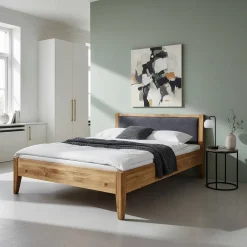 Wohnen Graue Möbel|Naturholzmöbel*220 cm langes Bett aus Wildeiche Natur - Masdamos