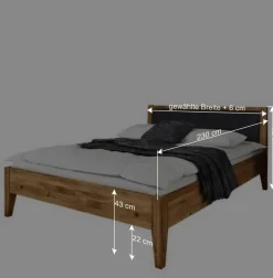Wohnen Graue Möbel|Naturholzmöbel*220 cm langes Bett aus Wildeiche Natur - Masdamos