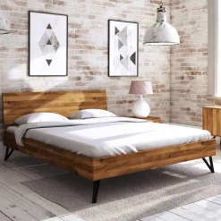 Wohnen Betten|Betten*190 cm langes Bettgestell aus Wildeiche Holz - Mandirov