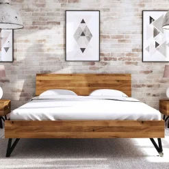 Wohnen Betten|Betten*190 cm langes Bettgestell aus Wildeiche Holz - Mandirov