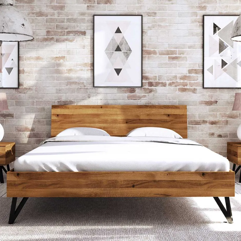Wohnen Betten|Betten*190 cm langes Bettgestell aus Wildeiche Holz - Mandirov