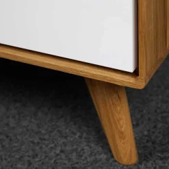 Wohnen 220 cm langes TV Lowboard in Wildeiche mit Weiß - Diesta I