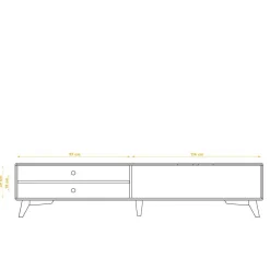 Wohnen 220 cm langes TV Lowboard in Wildeiche mit Weiß - Diesta I