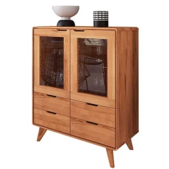 Wohnen Esszimmerschränke|Highboards*110 cm niedrige Holzvitrine aus Kernbuche - Junola