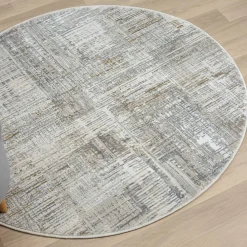 Wohnen Teppiche*120 cm Runder Teppich in Hellgrau & Creme - Cranoz