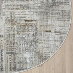 Wohnen Teppiche*120 cm Runder Teppich in Hellgrau & Creme - Cranoz