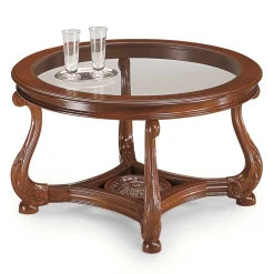 Wohnen 80 cm runder Wohnzimmer Glastisch mit Holzgestell - Vibon