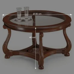 Wohnen 80 cm runder Wohnzimmer Glastisch mit Holzgestell - Vibon