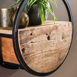 Wohnen 50 cm rundes Hängeregal mit einer Schublade - Malte